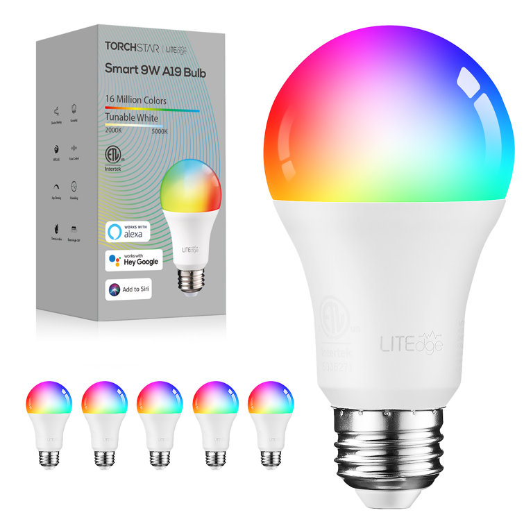 TORCHSTAR A19 LED Dimmable Smart Bulb 60W Eqv. Multi color Alexa App Control E26 Medium Base Wayfair